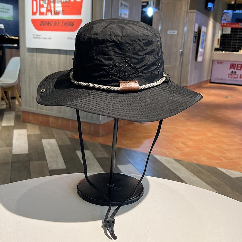 summer outdoor camping quick-drying alpine cap men's and women's japanese drawstring fishing sun-proof bucket hat western denim hat Specification drawing