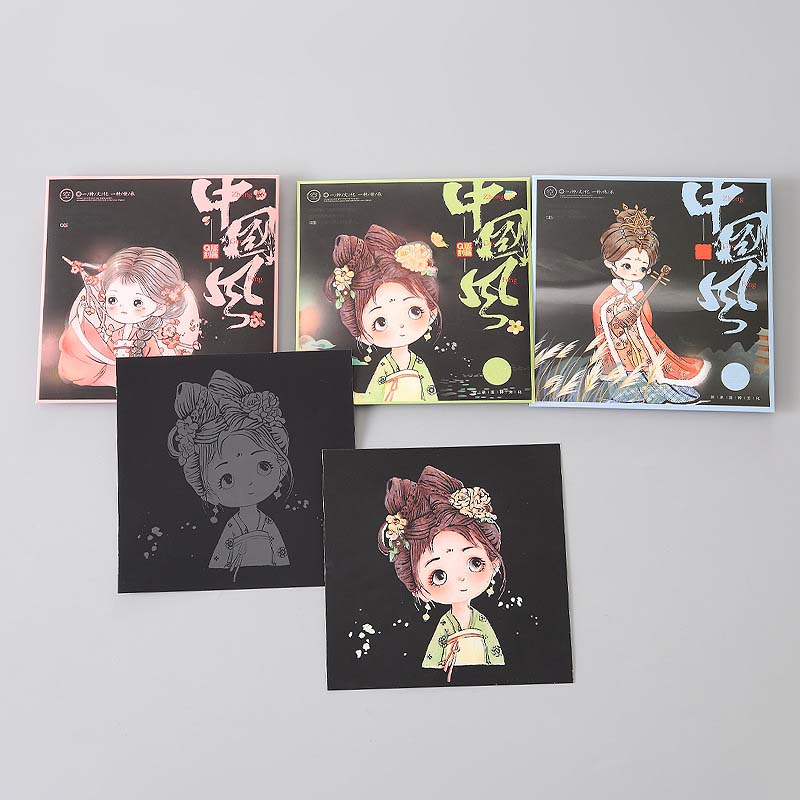 Wholesale of Q-version Chinese trend scratch-off paper, student and children's drawing books, scratch-off wax drawing art graffiti picture books Specification image
