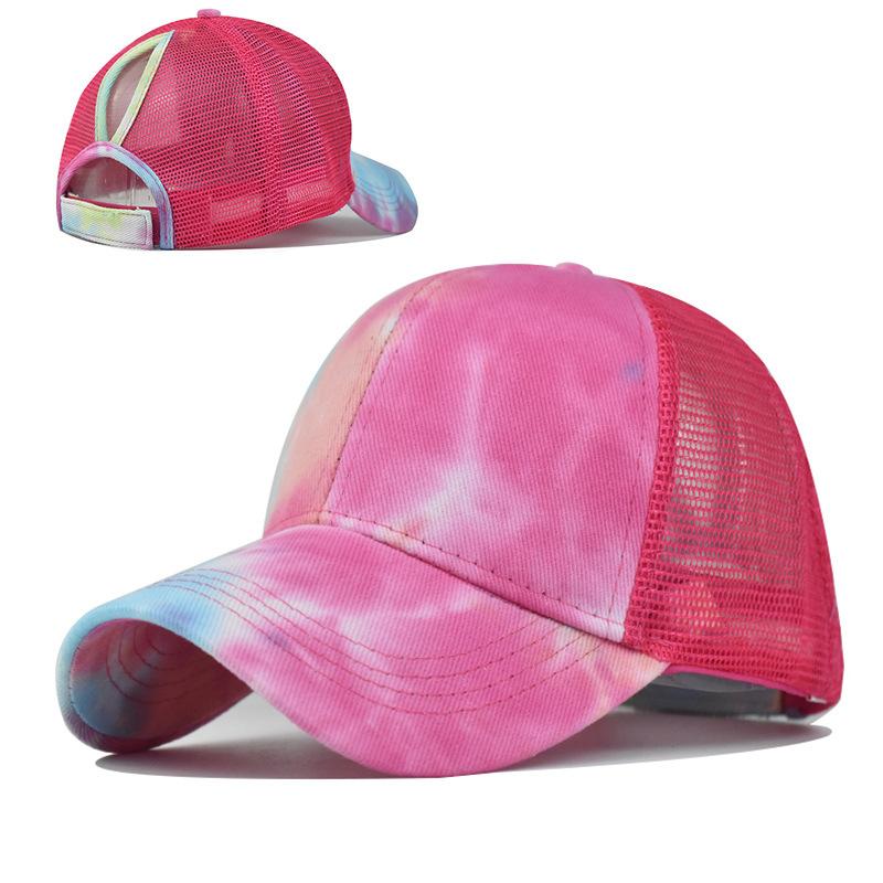 Foreign Trade Chinese Style Tie-Dye Hat European and American Ladies Topless Hat Sun Protection Sun Hat Cap with Hair Extensions Baseball Cap full figure