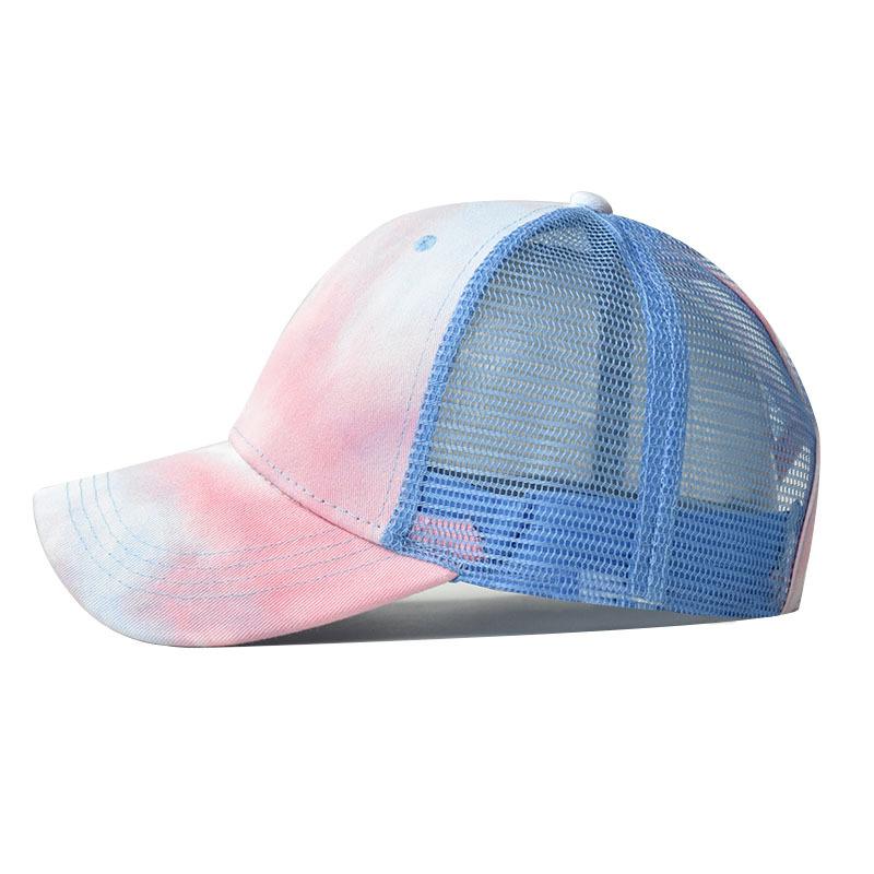 Foreign Trade Popular Style Tie-Dye Hat Breathable European and American Ladies Topless Hat Sun Protection Sun Hat Cotton Cap with Hair Extensions Baseball Cap Specification drawing