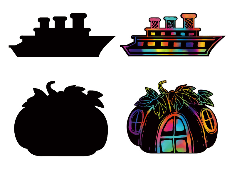 Children's die-cut scratch art creative shape colorful handmade diy scratch paper cross-border scratch art set pic 6