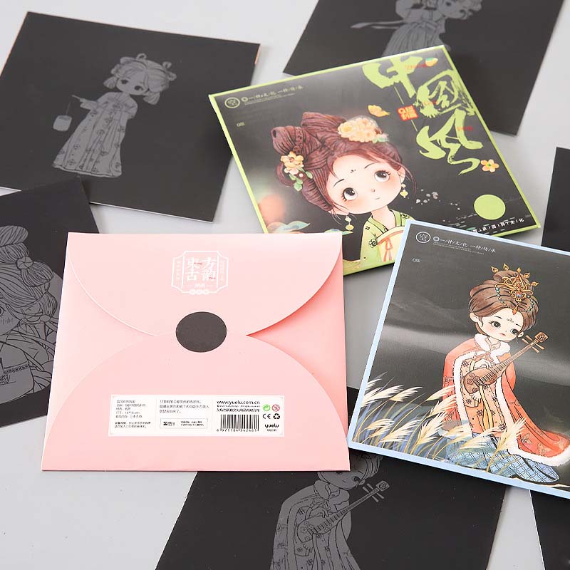 Wholesale of Q-version Chinese trend scratch-off paper, student and children's drawing books, scratch-off wax drawing art graffiti picture books Application Scenario