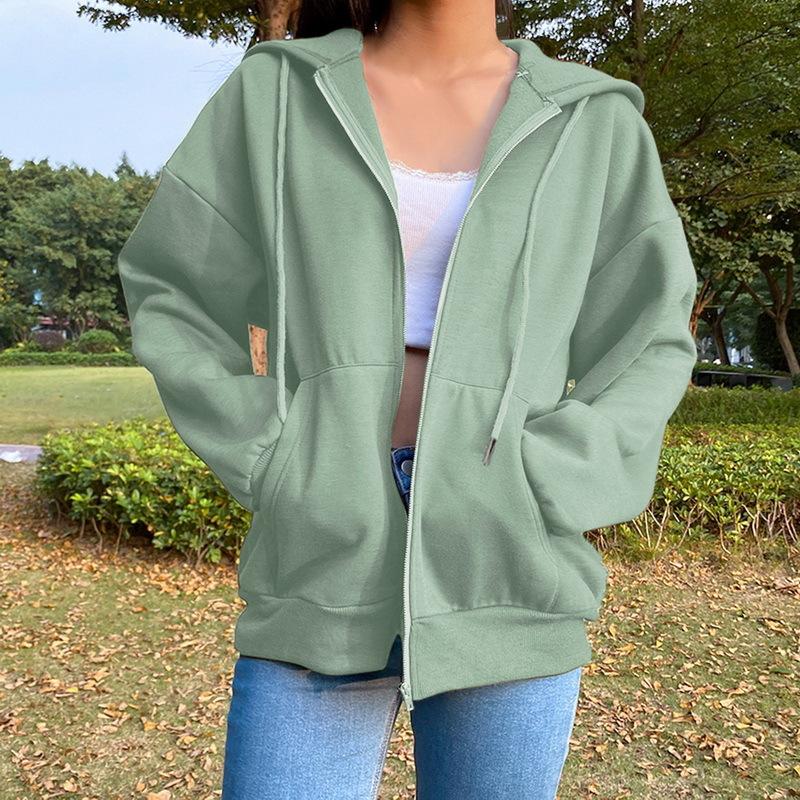 New Foreign Trade Cross-Border New Hooded Top Brushed Hoody Fashion Long Sleeve Sports Jacket Loose Women's Wear Spring and Autumn details Picture