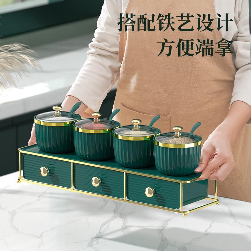 import and export food grade kitchen seasoning box full set storage rack seasoning jar household light luxury combination seasoning box set full figure
