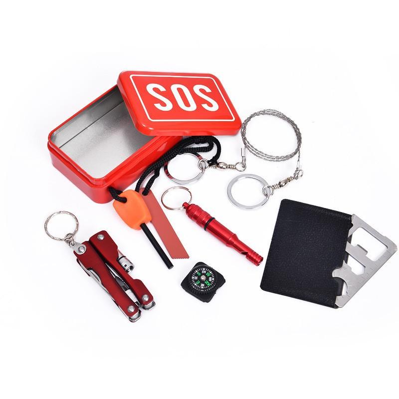 hot sale outdoor travel car first aid survival kit first aid box suit survival box sos outdoor emergency survival tool