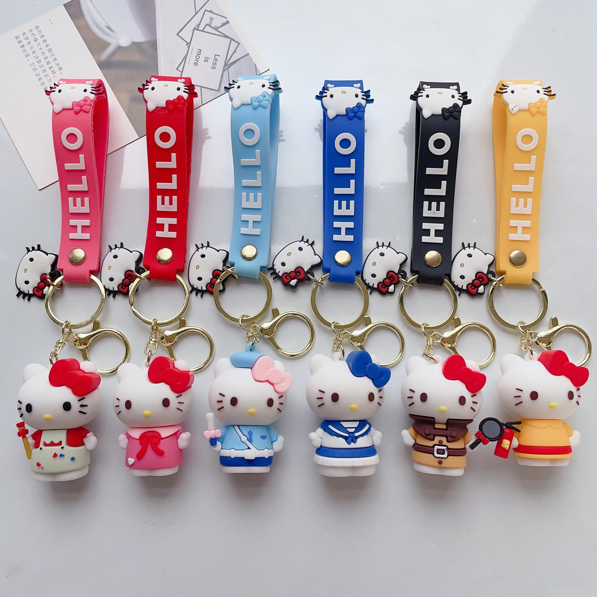 Creative Cartoon Hello Kitty Keychain Pendant Hello Kitty Epoxy Couple Women's Bag Personalized Small Gift Ornaments Wholesale