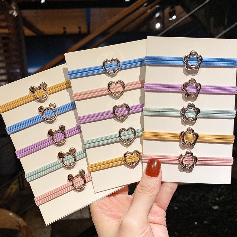 japanese-style simple hollow-out golden balls hair band girl tie hair small rubber band hair rope partysu hair accessories hair rope female wholesale full figure