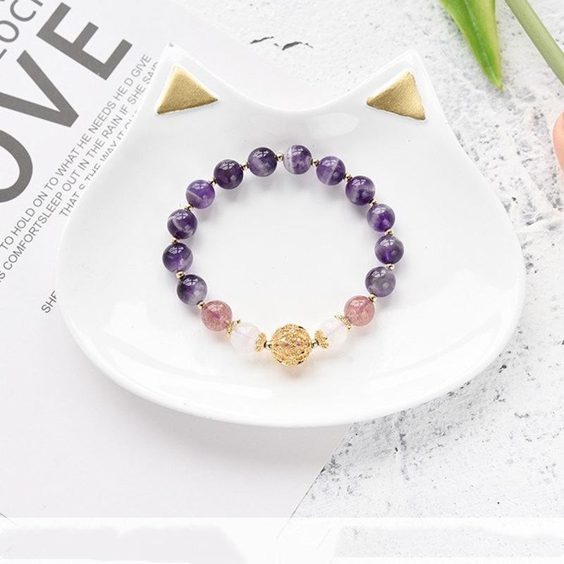 simple elegant natural amethyst bracelet female gift bracelet amethyst hollow ball bracelet customization