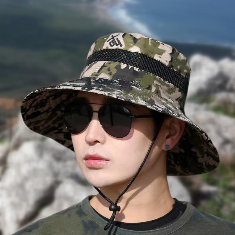 Fisherman Hat Men's Summer Camoufge Buet Hat Mesh Cap Fishing Hat Outdoor Mountaineering Sun Protection Hat Sun Hat Sun Protection Hat details Picture