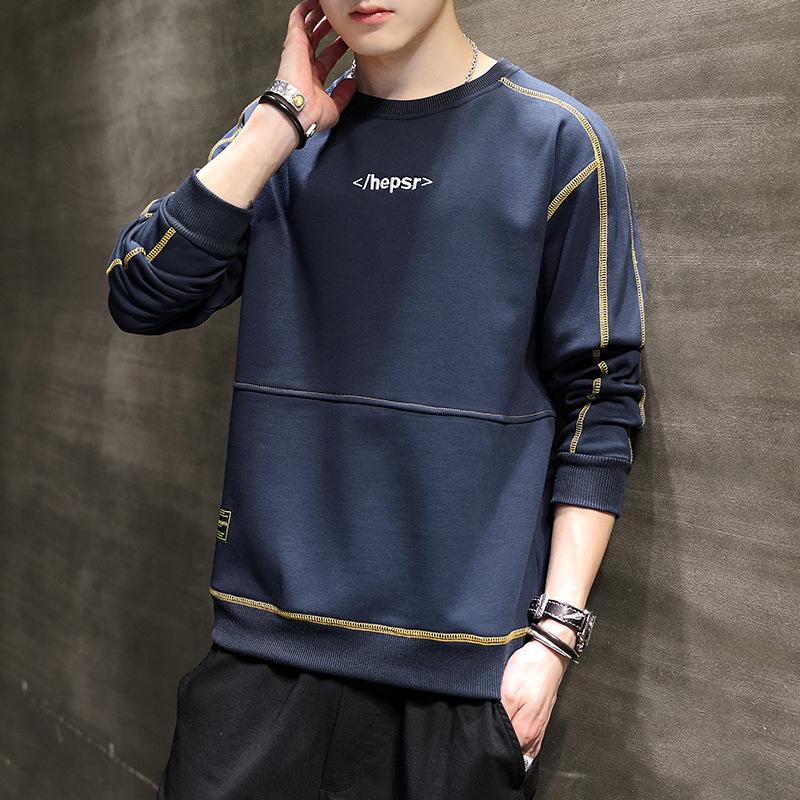 long sleeve t-shirt men's brushed hoody autumn and winter 2024 new fashion brand round neck sweater casual men's top clothing details Picture