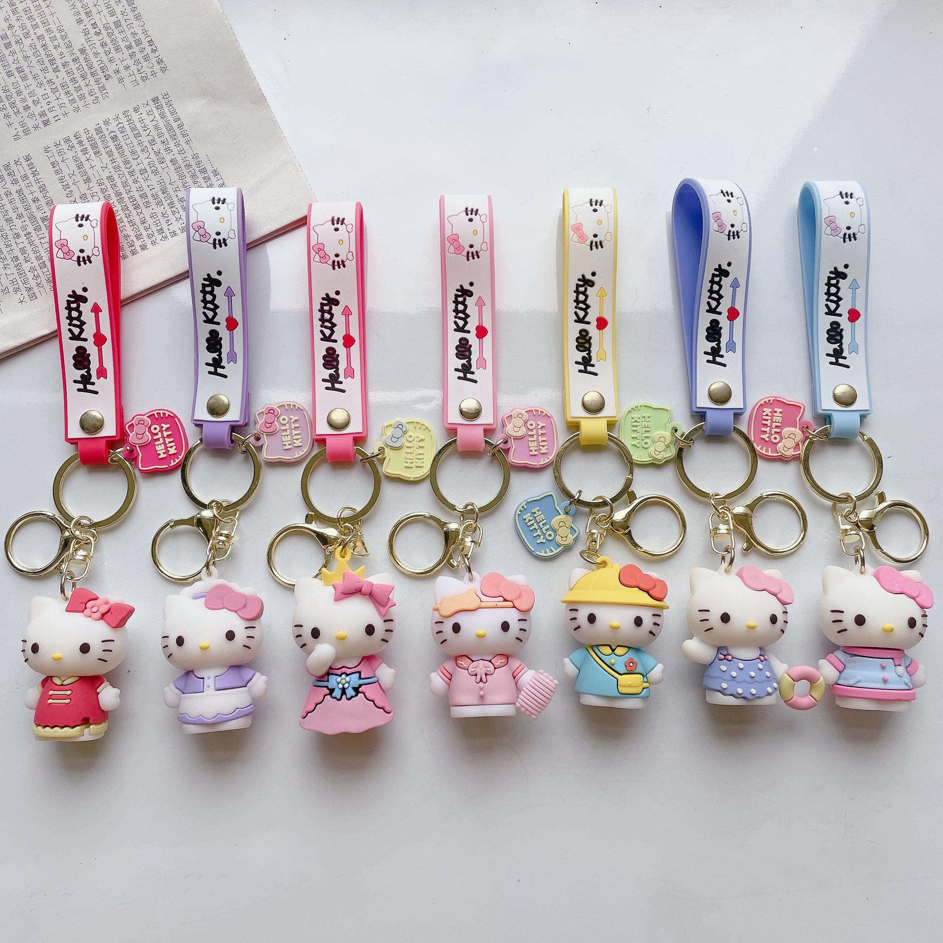 Creative Cute Hello Kitty Keychain Doll Cartoon Car Backpack Pendant Hello Kitty Key Chain Small Gift Wholesale