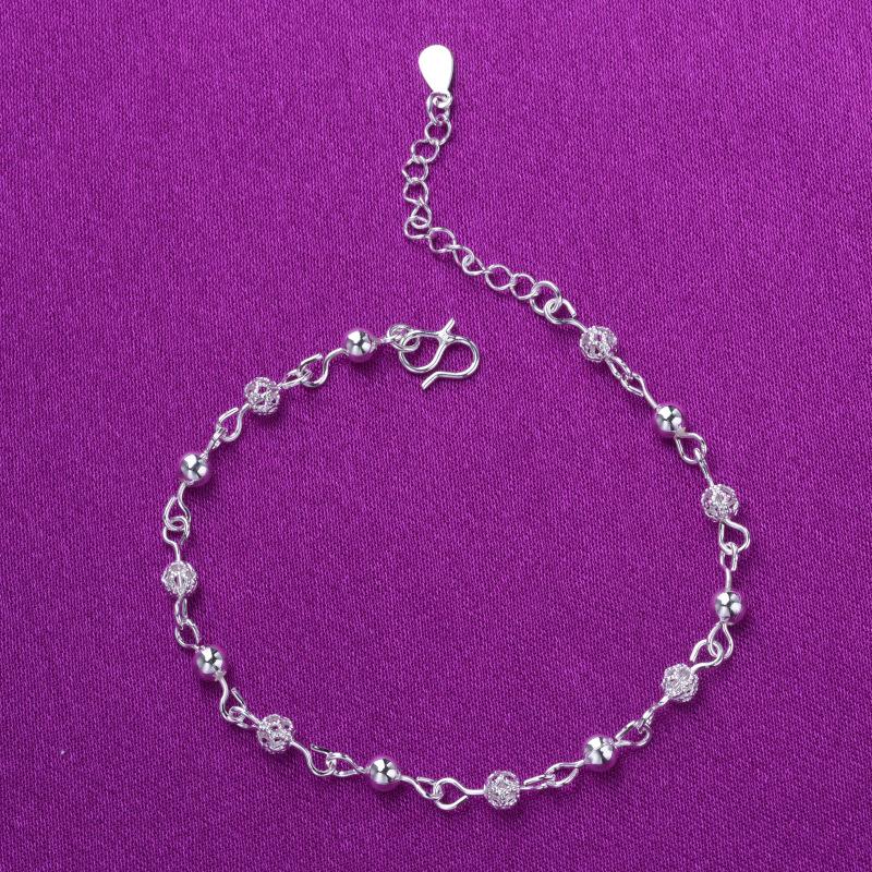 small hollow silver bracelet taobao tmall store hot sale ladies diet balls anklet korean style fashion jewellery