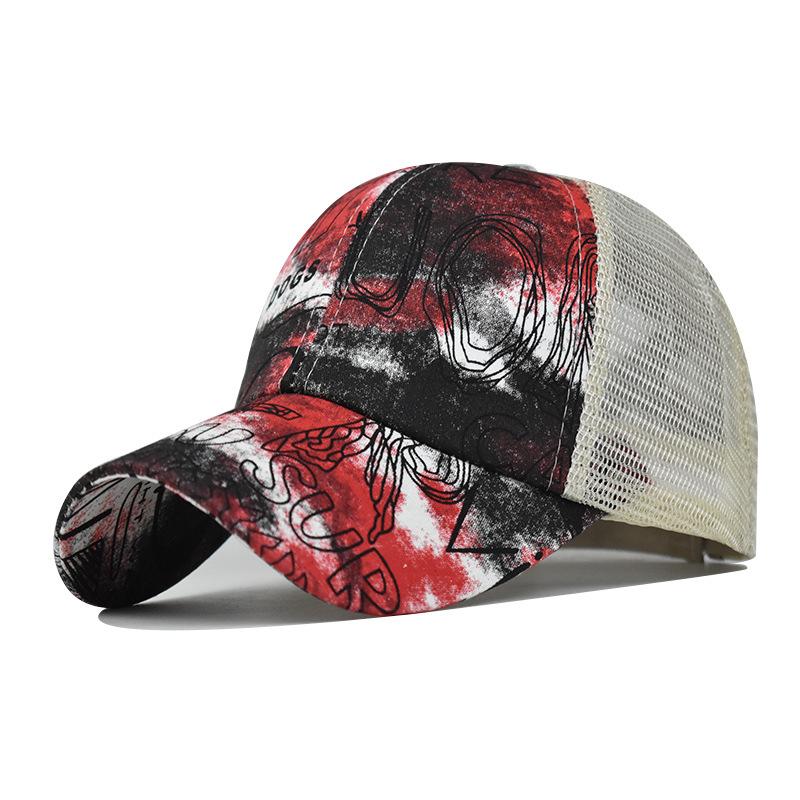 Foreign Trade Tie-Dye Cross Cap with Hair Extensions Sub European and American Ladies Cap with Hair Extensions Sun Protection Sun Hat Ponytail Baseball Cap Item Picture
