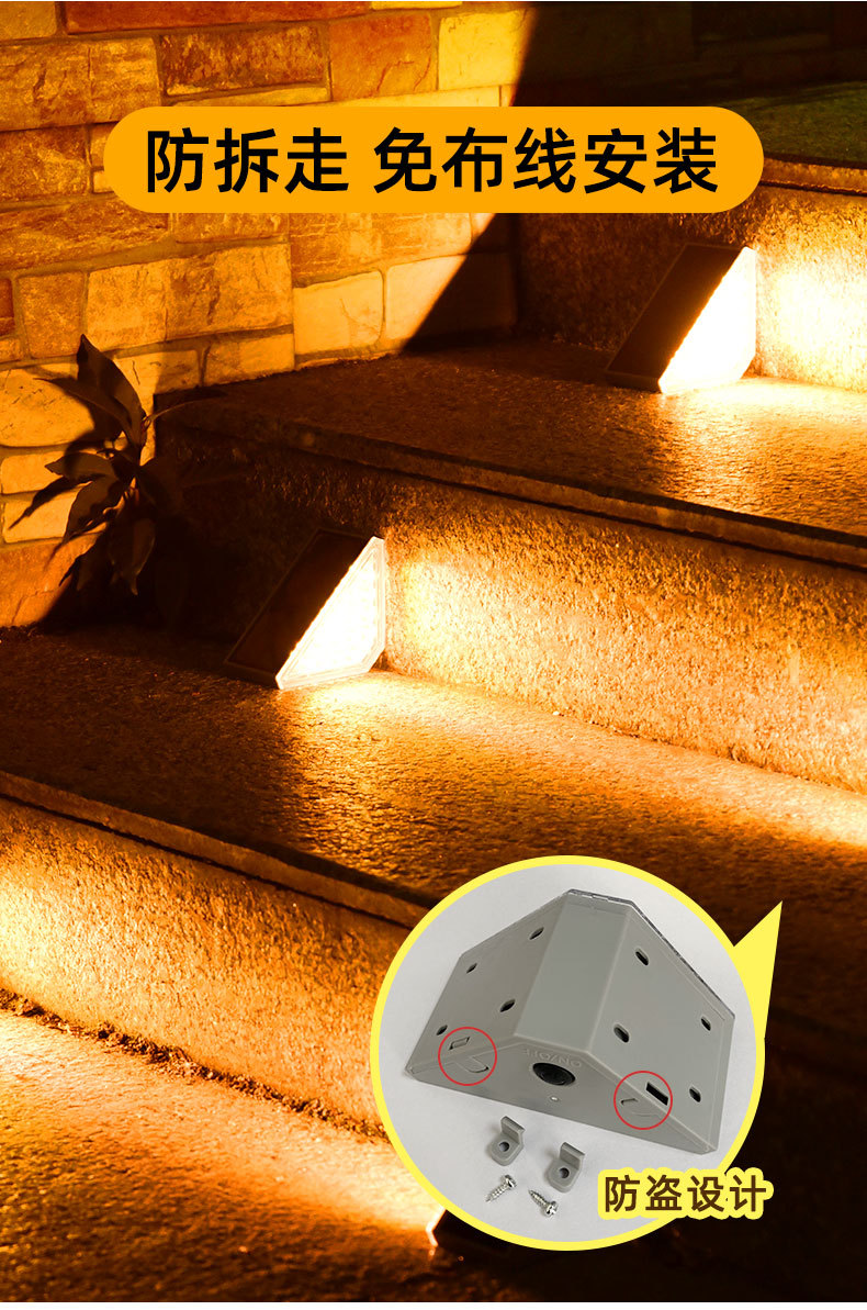 太阳能灯防水LED地脚灯免打孔户外庭院公园装饰栈道台阶灯步道灯详情3