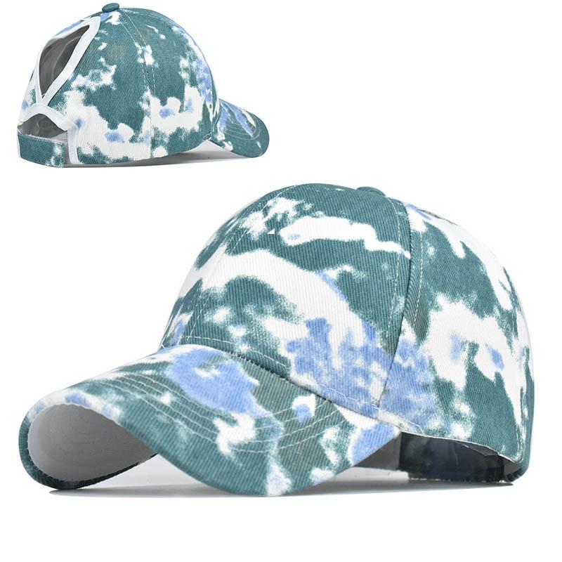 Foreign Trade Popular Style Tie-Dye Hat Cotton European and American Ladies Topless Hat Sun Protection Sun Hat Cotton Cap with Hair Extensions Baseball Cap Item Picture
