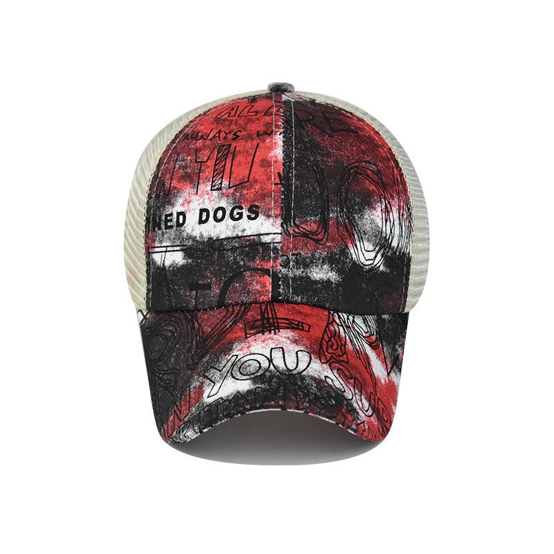 Foreign Trade Tie-Dye Cross Cap with Hair Extensions Sub European and American Ladies Cap with Hair Extensions Sun Protection Sun Hat Ponytail Baseball Cap details Picture