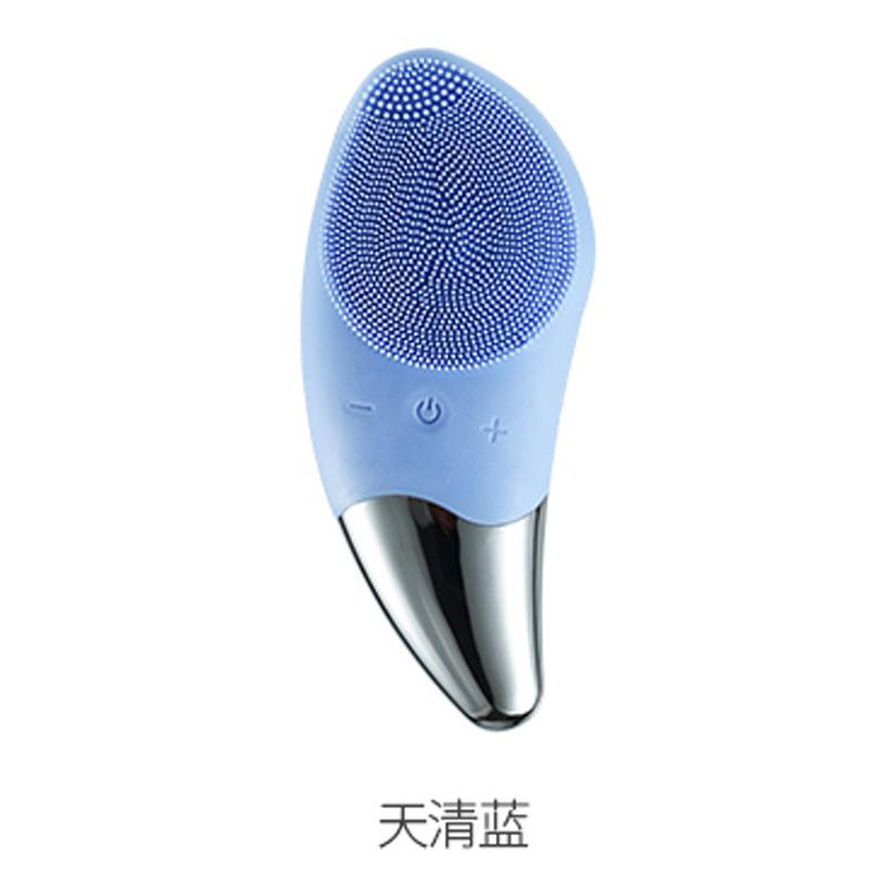new ultrasonic facial cleaner heating electric import cleansing facial brush waterproof food grade silicone beauty instrument Item Picture