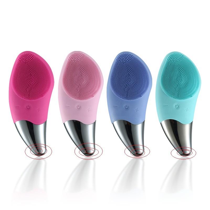 new ultrasonic facial cleaner heating electric import cleansing facial brush waterproof food grade silicone beauty instrument details Picture