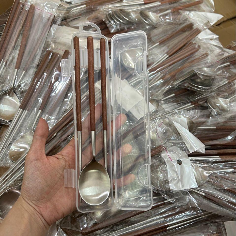 yinuo kitchen 304 food grade japanese import chopsticks spoon kit high-end home pointed door frame tableware details Picture