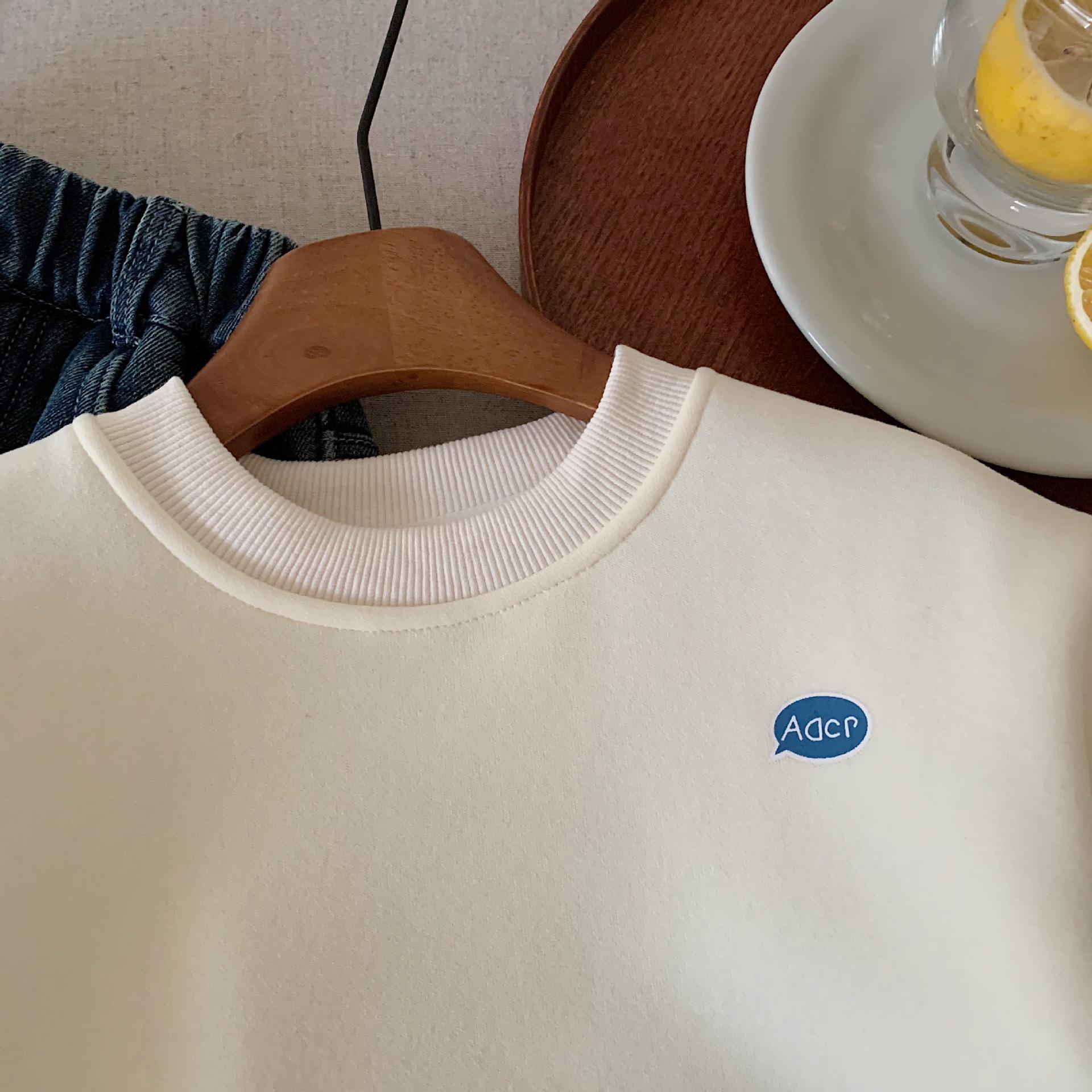 boy's hoody autumn and winter 2024 new children's clothing round-neck with fleece lining baby boys' fashion trendy cool jeans suit korean style Specification drawing