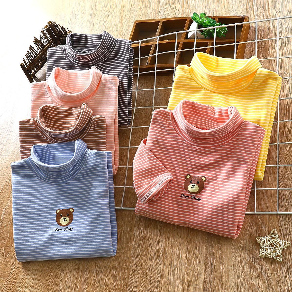 new children's sweater autumn children's single blouse boy's hoody girls' sweater dralon striped t-shirt full figure