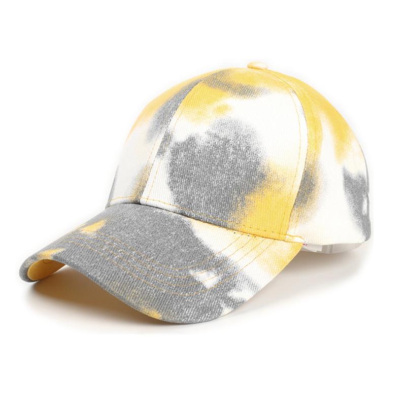 Foreign Trade Popular Style Hat Tie-Dye Open Cross Cap with Hair Extensions Color Graffiti Sun-Proof Peaked Cap Baseball Cap for Women Item Picture