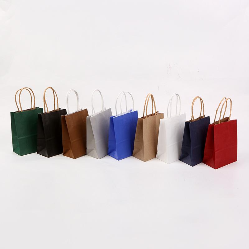 kraft paper bag supply imported kraft paper gift bag solid color handbag food packaging gift bag shopping bag details Picture