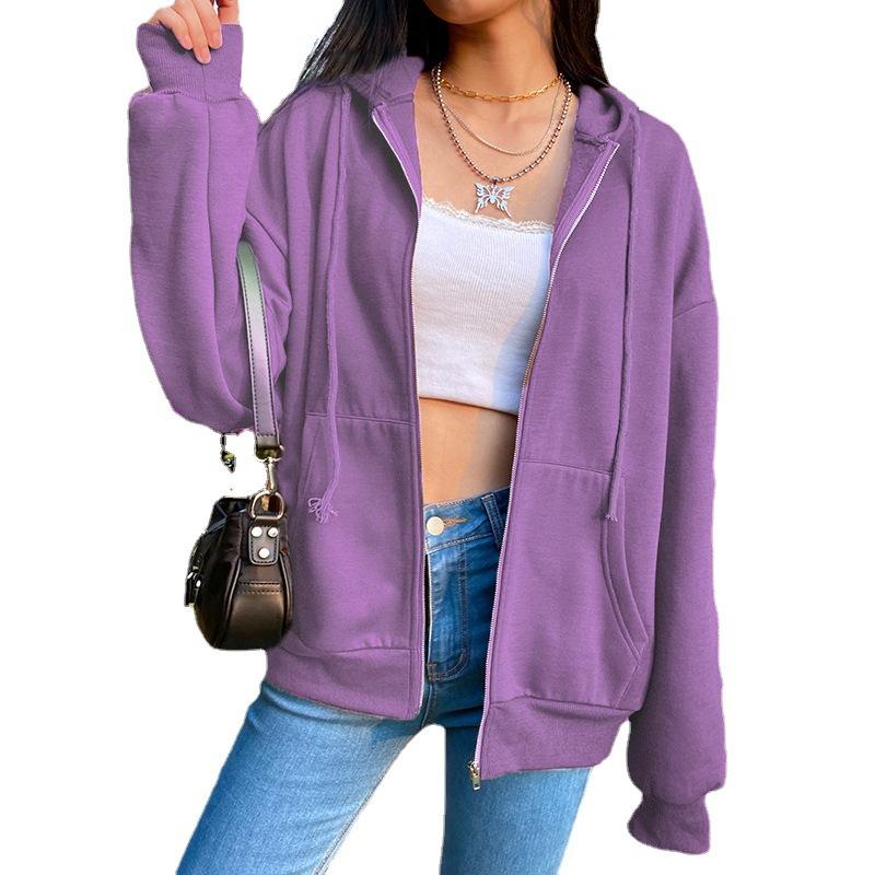 New Foreign Trade Cross-Border New Hooded Top Brushed Hoody Fashion Long Sleeve Sports Jacket Loose Women's Wear Spring and Autumn Item Picture