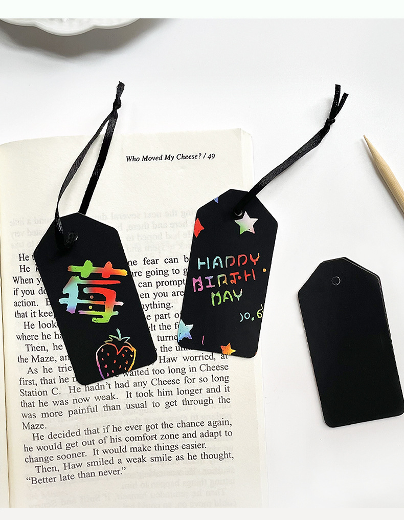 Creative and colorful scratch art bookmarks, cross-border DIY colorful hanging cards, scratch paper notes, graffiti cards, scratch art wholesale pic 10