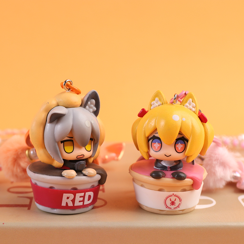 "Arknights pajama figurines, 6 trendy keychains, new cartoon car key chains, bags, small pendants, figurines, anime. Application Scenario