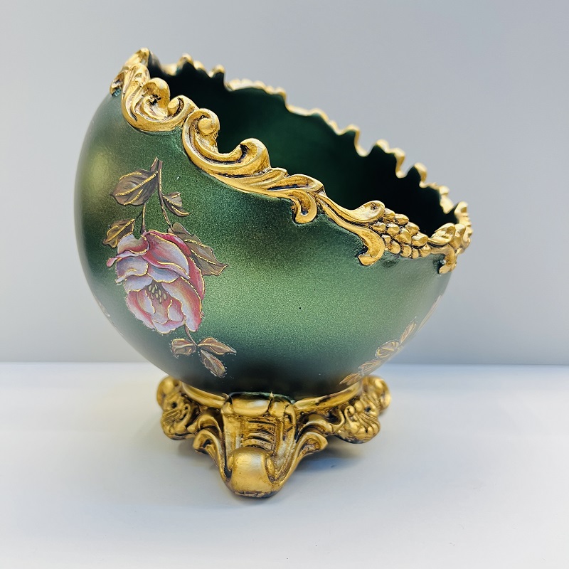Dark green fruit plate, tissue box, vase, high-end home flower arrangement, hotel living room decoration, resin flower arrangement, decoration, home decoration, large vase, TV cabinet decoration, vase, hotel decoration handicraft, home decoration Application Scenario