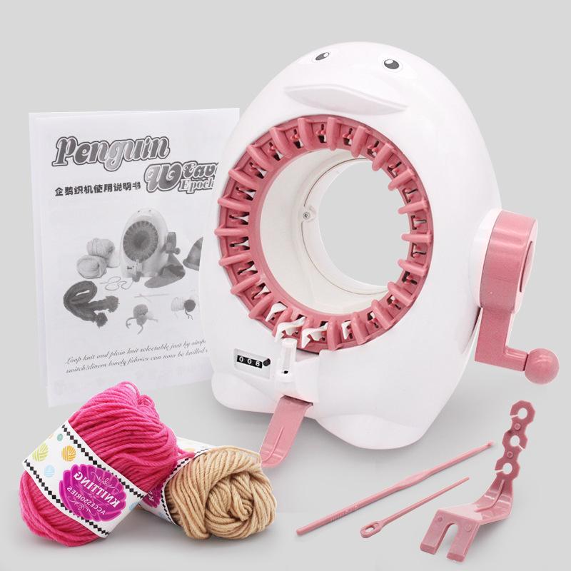 amazon vertical penguin knitting wool machine children diy weaving machine hand woven scarf hat parent-child play house