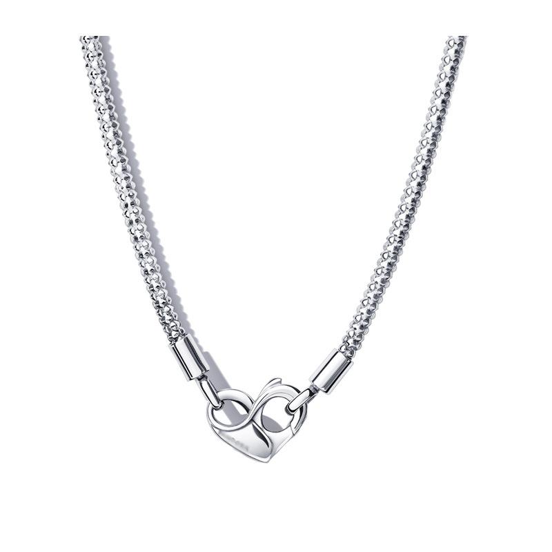 pandora s925 sterling silver valentine's day new feather love necklace pearl xingx couple diy necklace details Picture