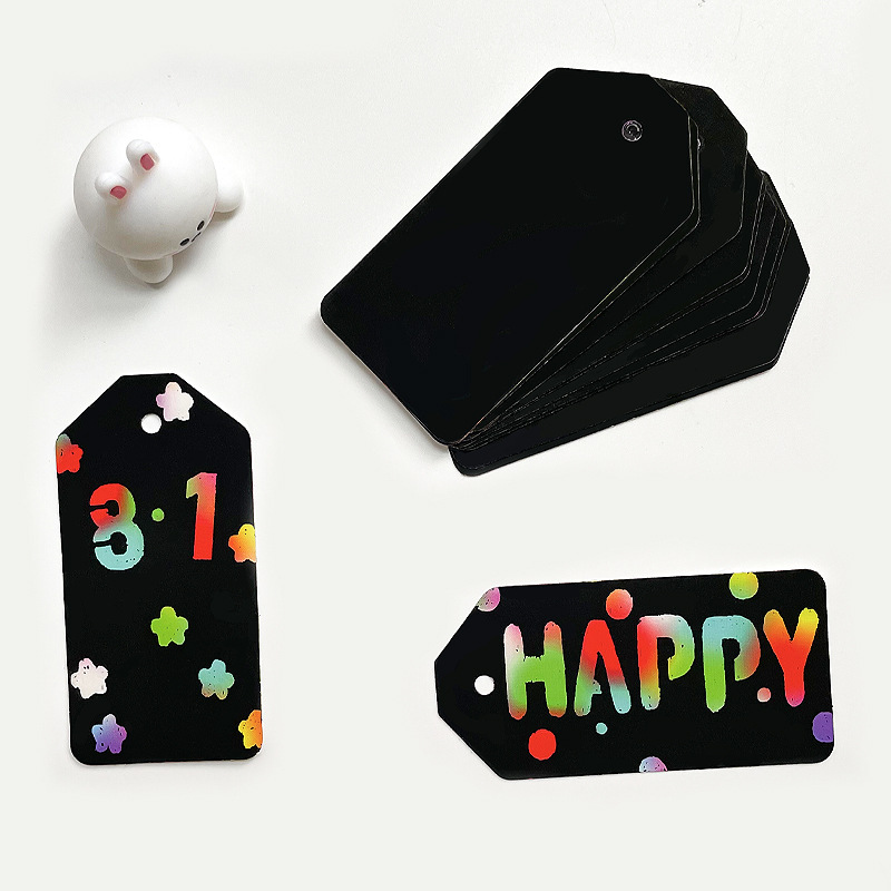Creative and colorful scratch art bookmarks, cross-border DIY colorful hanging cards, scratch paper notes, graffiti cards, scratch art wholesale details Picture