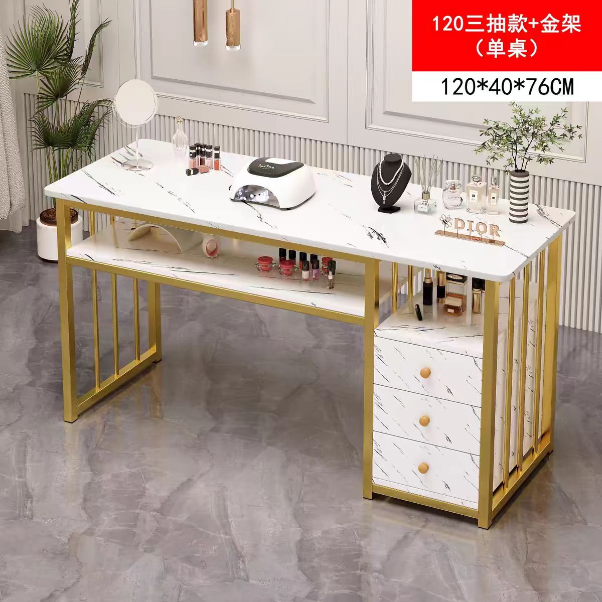 Fashion influencer store special nail art table and chair set, Japanese-style nail art table, single table, InS-style simple nail art table pic 4