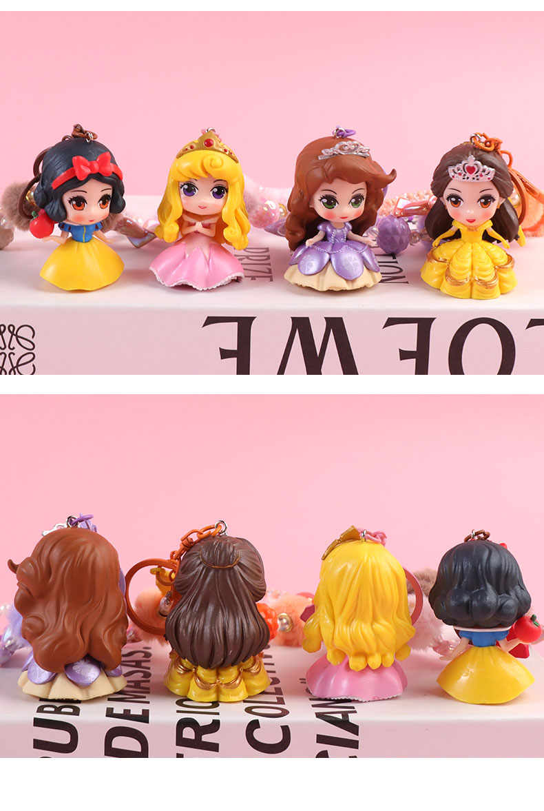 Creative and cute foreign trade princess doll DIY bead chain keychain pendant, princess accessory bag clothing figurine pendant pic 6