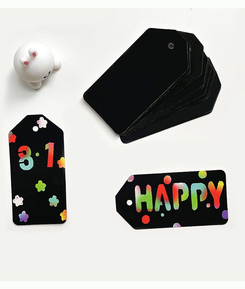 Creative and colorful scratch art bookmarks, cross-border DIY colorful hanging cards, scratch paper notes, graffiti cards, scratch art wholesale pic 9