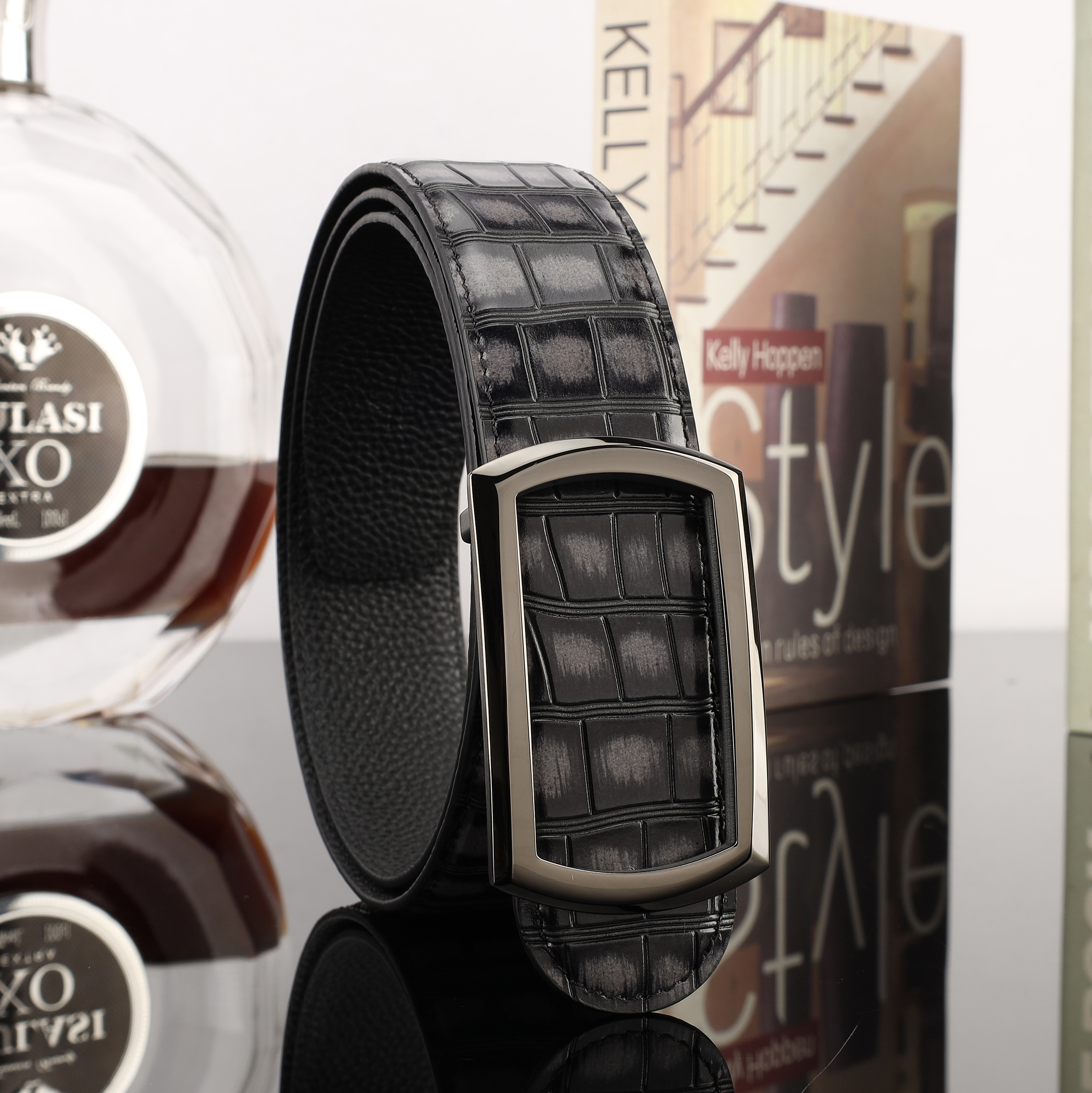 2024 New Men's Leather Cowhide Belt Casual Without Buckle Belt Men's Fashion Comfortable Durable Belt Men's Belt details Picture