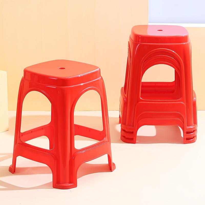 plastic stool home dining chair kitchen banquet stall chair high stool stackable red square stool new year wholesale