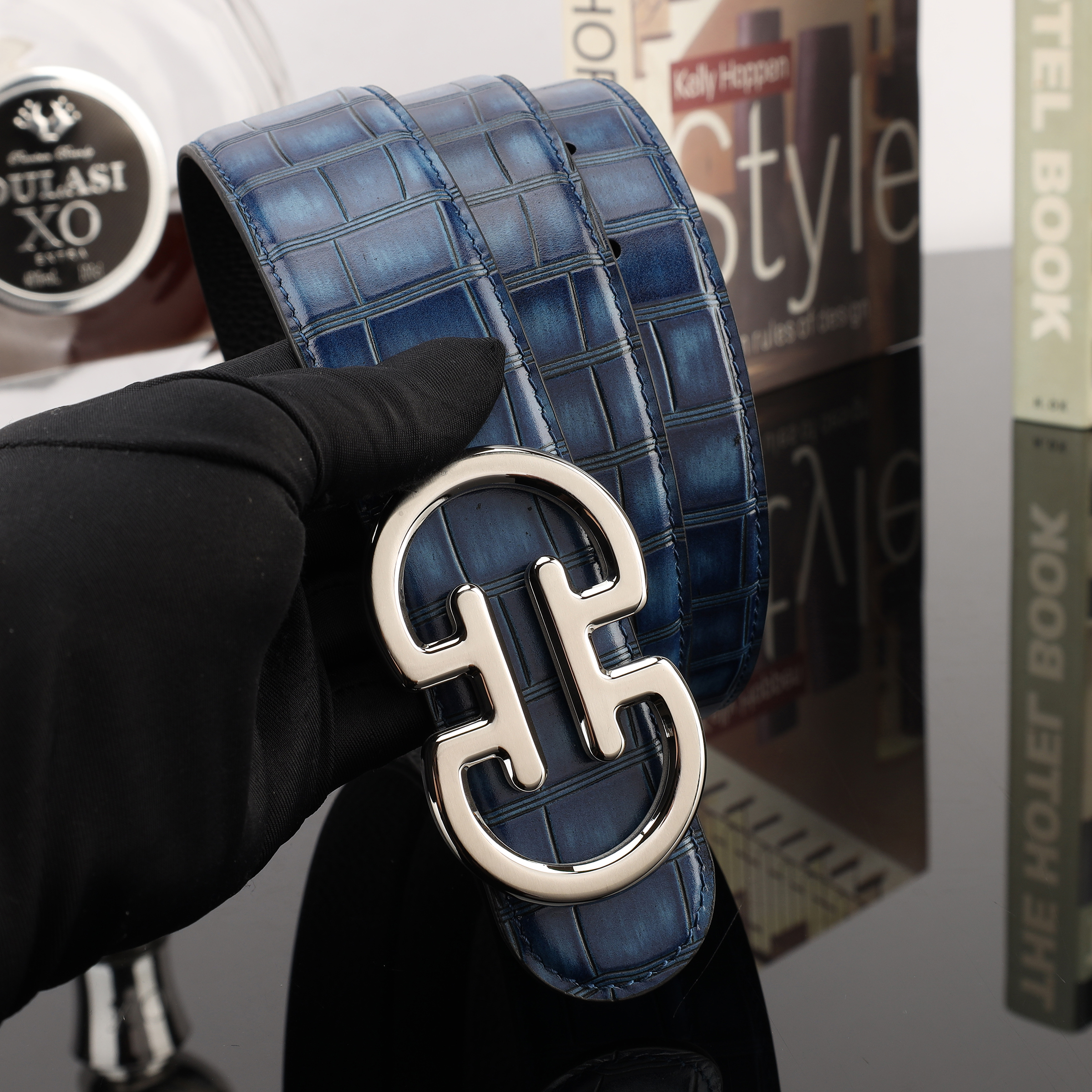 Guangzhou Men's First Layer Cowhide Crocodile Bamboo Knot Grain Head Layer Cowhide Belt Manufacturers Straight Hair Specification drawing
