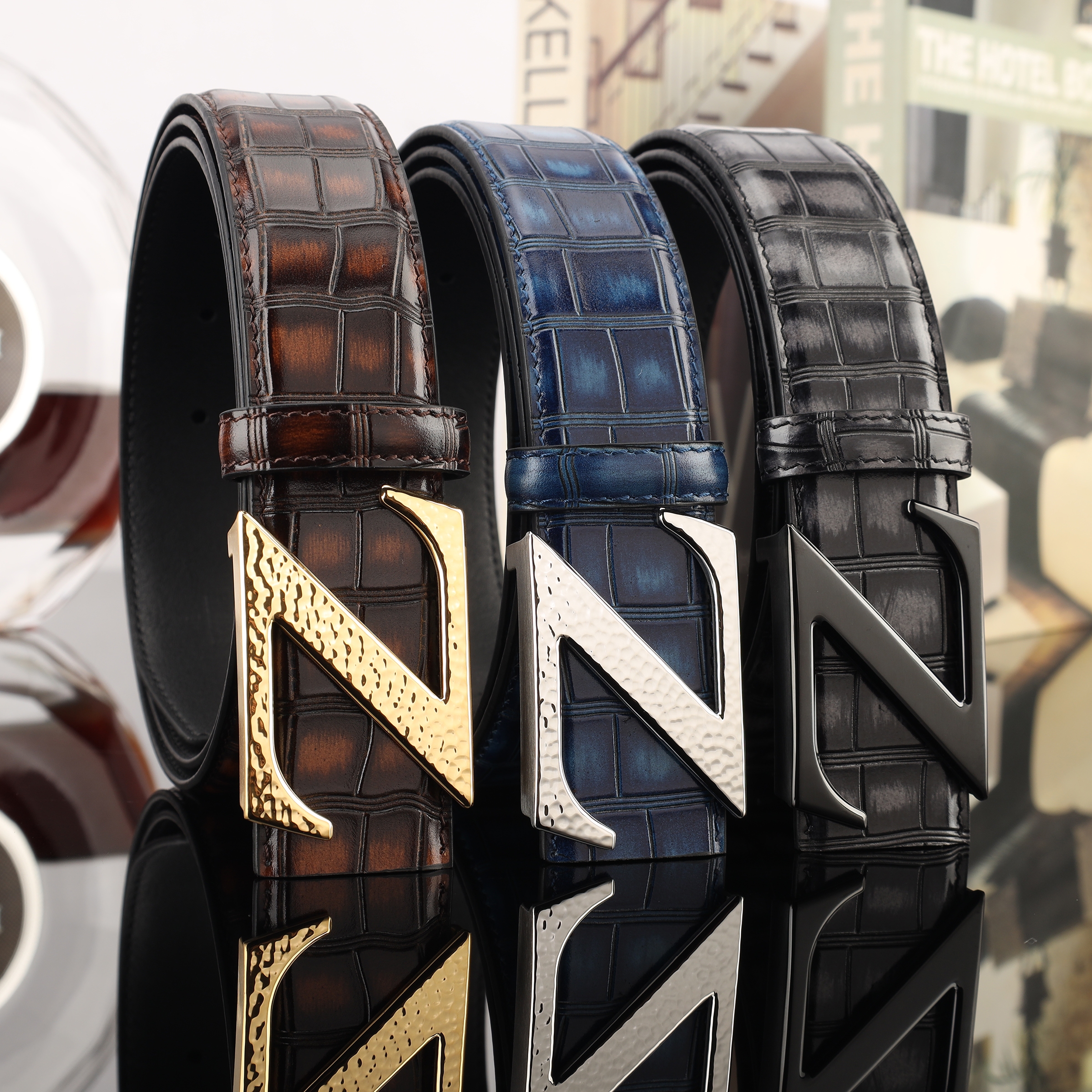 2024 New Men's Leather Cowhide Belt Casual Without Buckle Belt Men's Fashion Comfortable Durable Belt Men's Belt Manufacturers Straight Hair