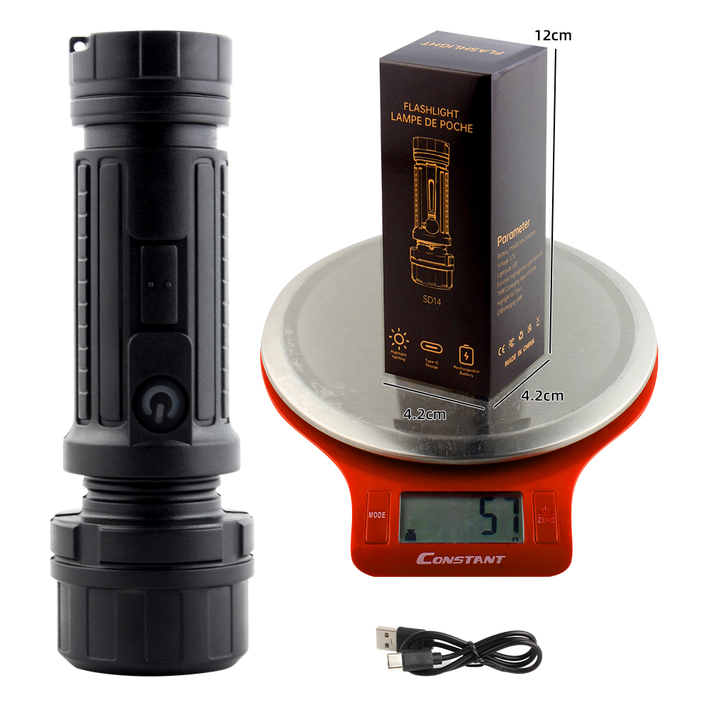 KINSACH Star Source Plastic type-c Charging flashlight with pen clip Specification image