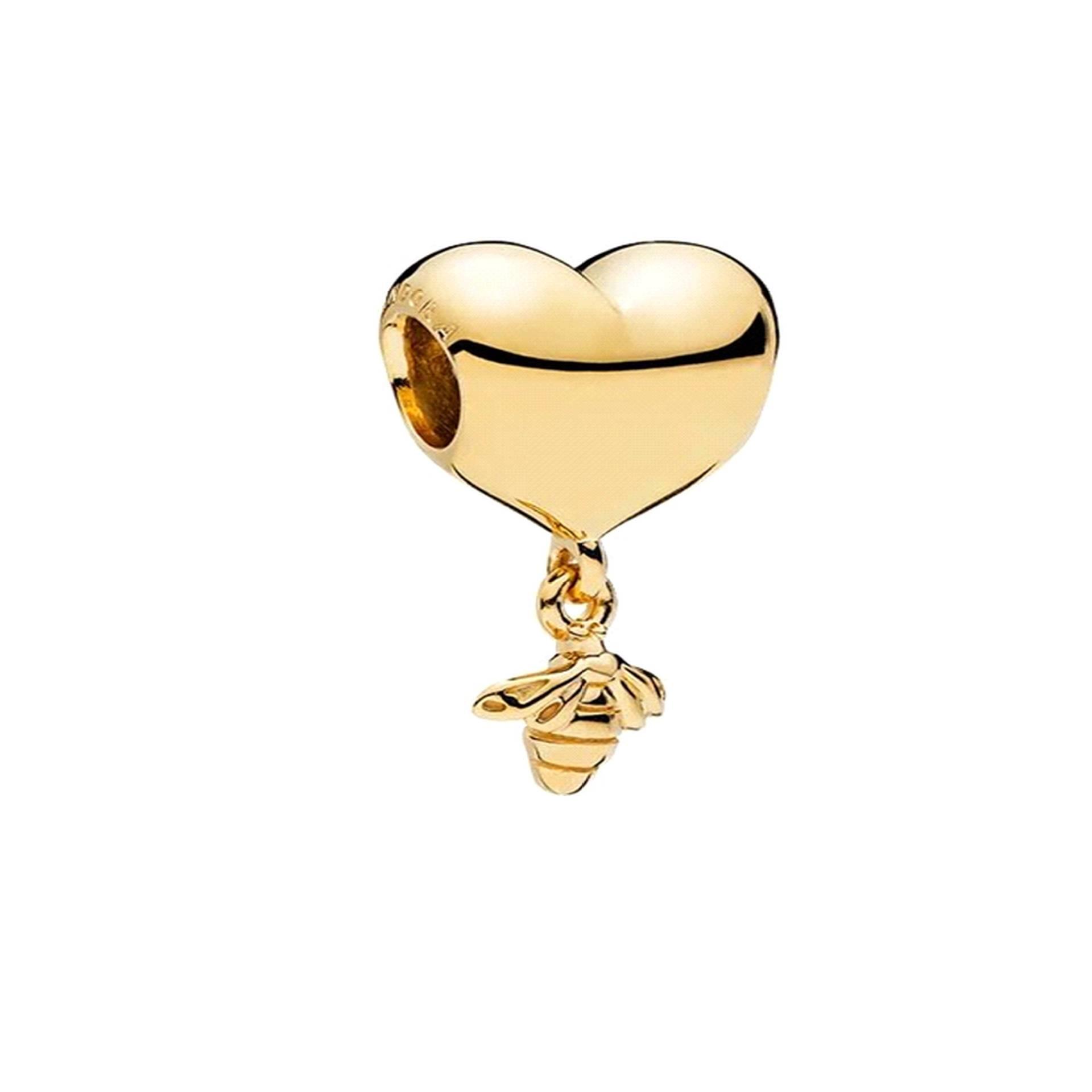 pandora electroplated gold series string ornament fixing buckle diy scattered beads hollow love pendant bracelet for girls details Picture
