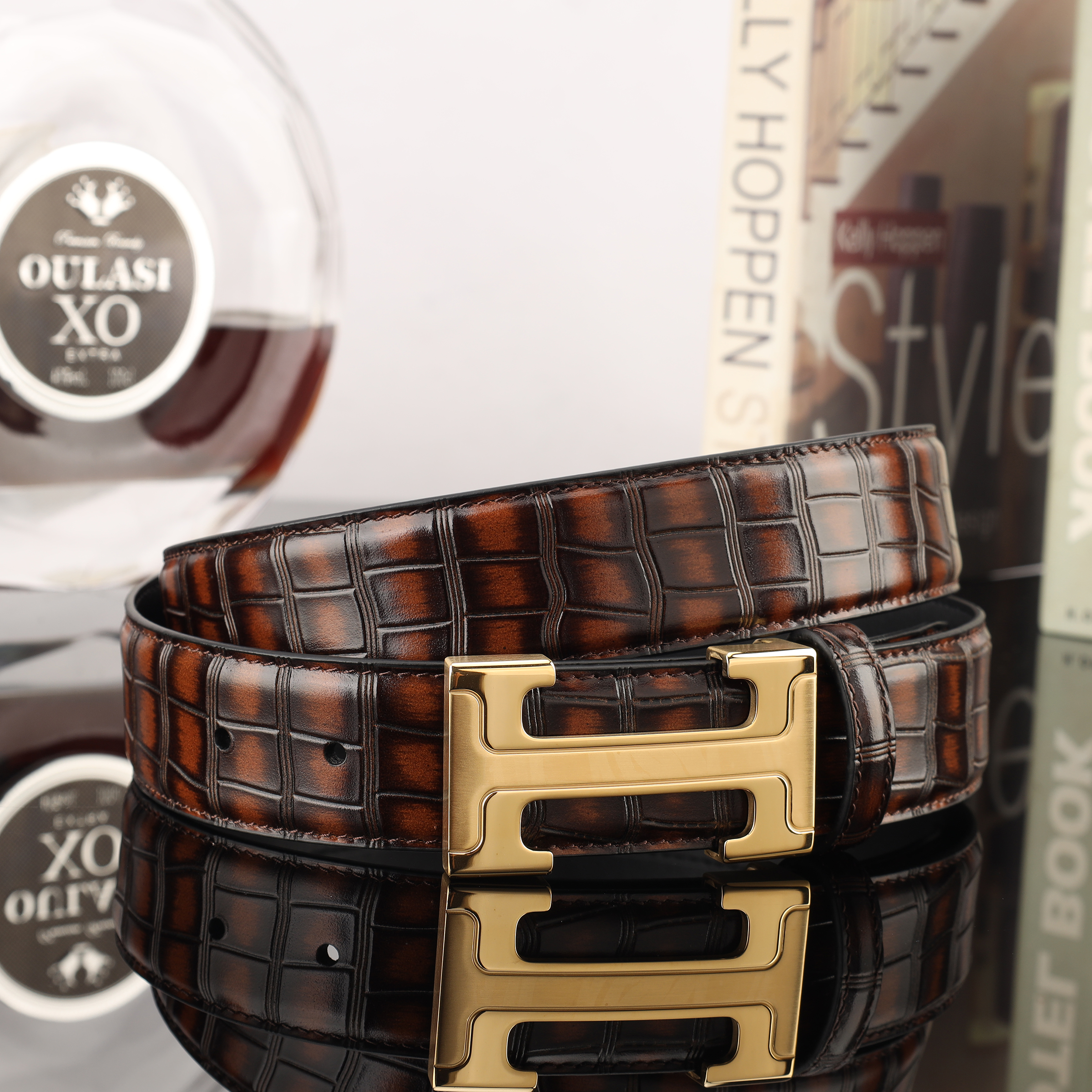 Guangdong Leather Belt Manufacturers Straight Hair Crocodile Bamboo Grain Plate Mouth Item Picture