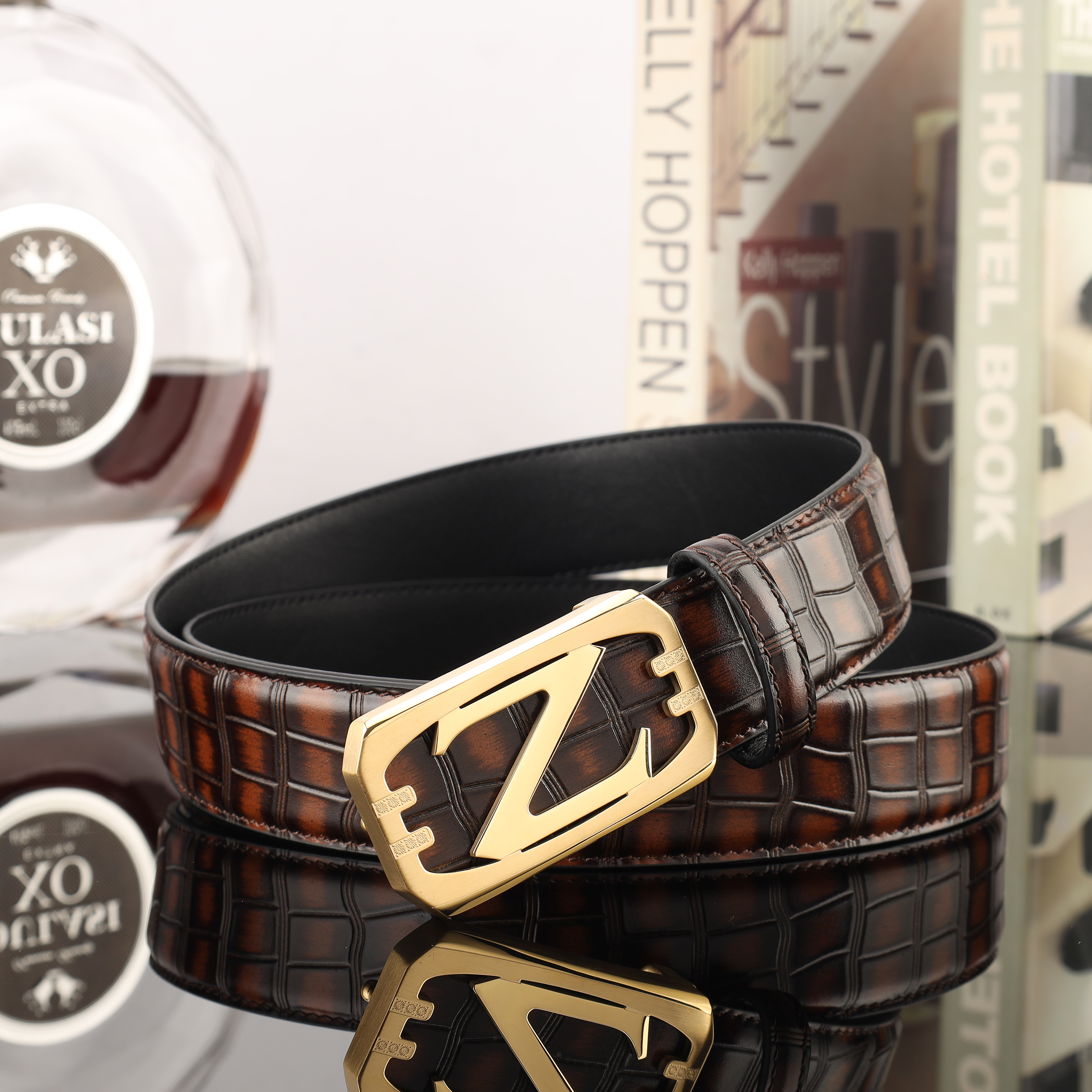 Men's Leather Cowhide Belt Casual Belt Men's Fashion Trend Belt Men's Belt Exquisite Comfort Belt Leather Belt Item Picture