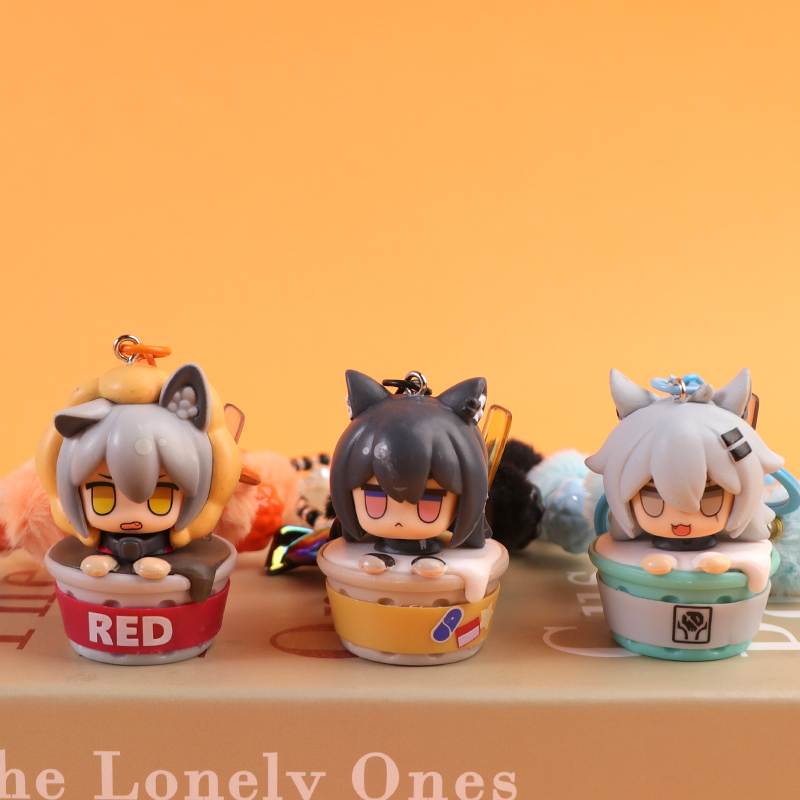 "Arknights pajama figurines, 6 trendy keychains, new cartoon car key chains, bags, small pendants, figurines, anime. Item Picture