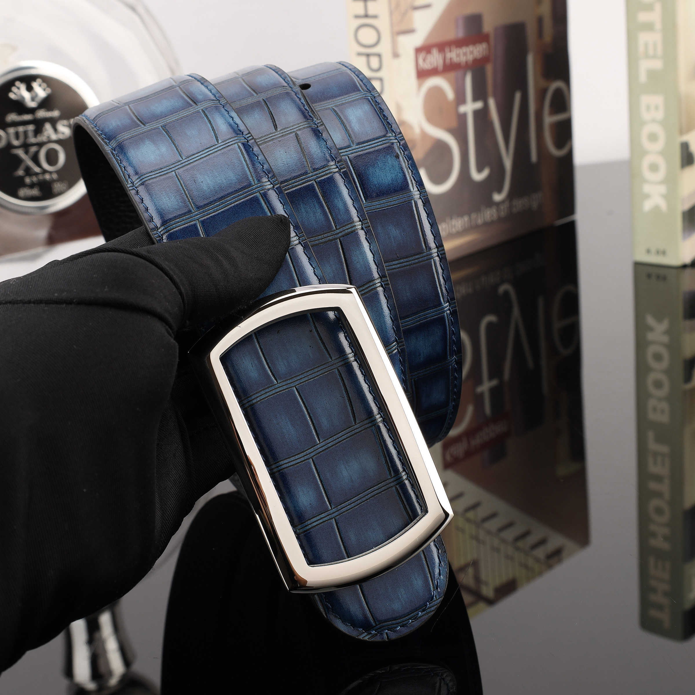 2024 New Men's Leather Cowhide Belt Casual Without Buckle Belt Men's Fashion Comfortable Durable Belt Men's Belt Specification drawing