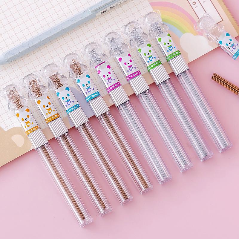 creative 0.5 mechanical pencil lead gold silver color propelling pencil 0.7 refill student polymer lead refill wholesale details Picture