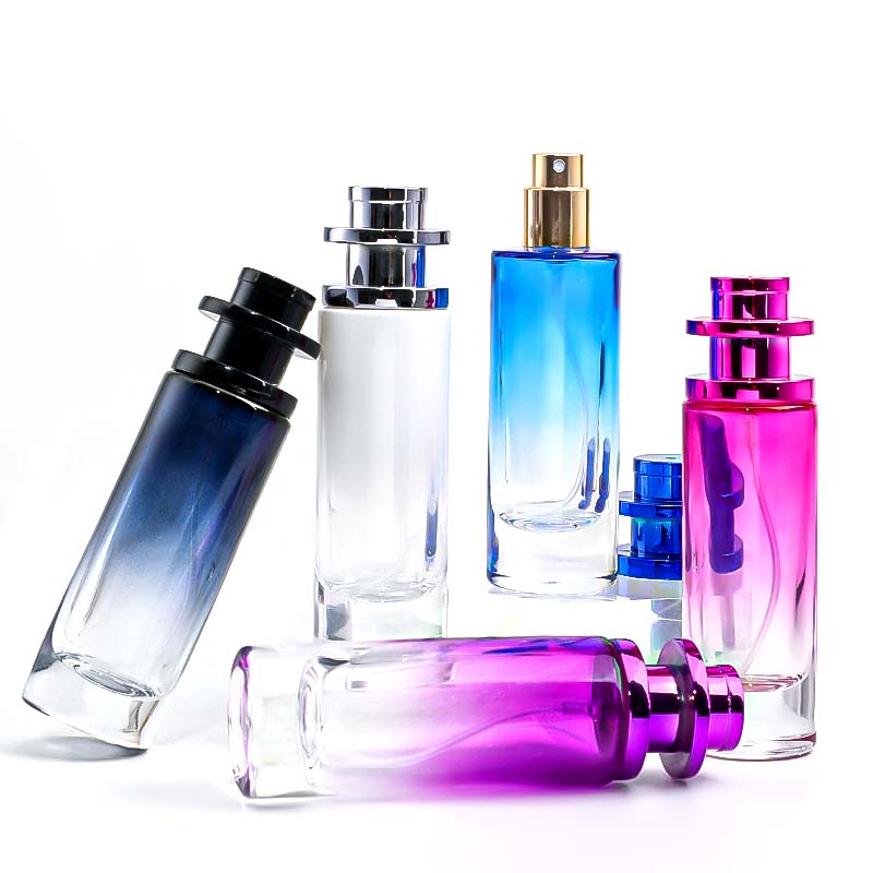 Wholesale of popular, simple, colorful gradient cosmetic cylindrical 30ml screw-cap perfume in stock pic 1