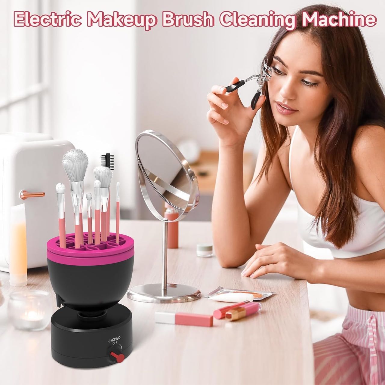 All-in-one makeup brush cleaner for drying and spinning details Picture